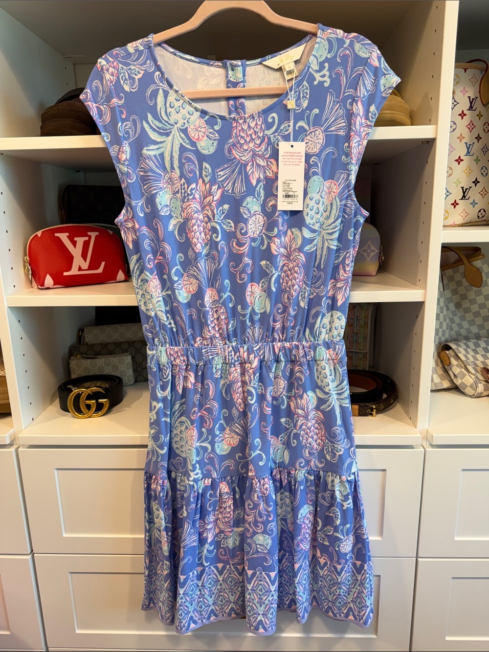 Lilly Pulitzer Danville Dress Sunwashed Blue Citrus Crush Engineered Small S NWT